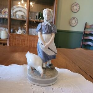 Vintage Royal Copenhagen Porcelain Figurine Girl With Goose 527